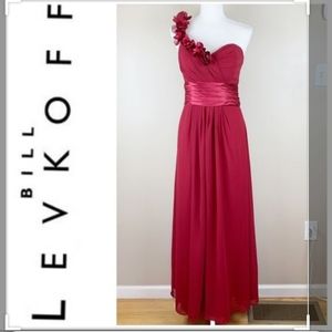 Prom Bill Levkoff One Shoulder Dress red